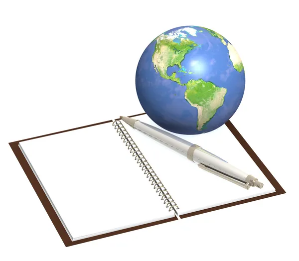 Earth and notebook — Stock Photo, Image