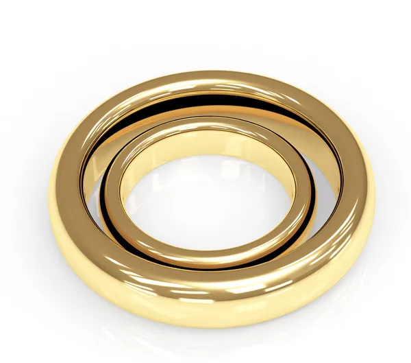 Dos anillo de bodas de oro 3d — Foto de Stock