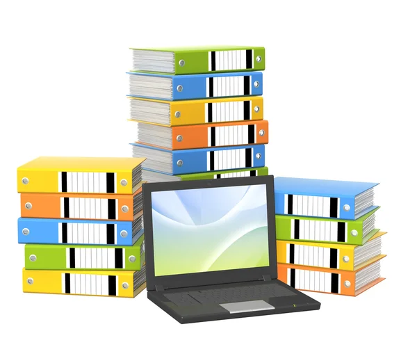 Laptop i foldery — Zdjęcie stockowe