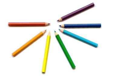 Seven colored pencils clipart