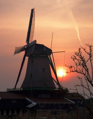 Picturesque old wind mill clipart