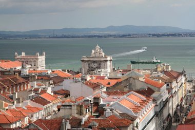 Bird view of central Lisbon clipart