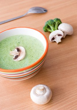 Broccoli and champignon cream soup clipart