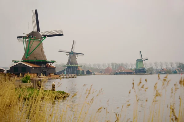 Three picturesque wind mills — Stock Photo, Image