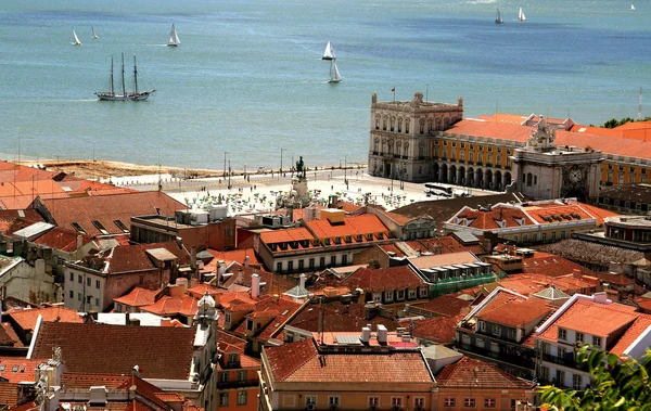 Widok z lotu ptaka z centrum Lizbony — Zdjęcie stockowe