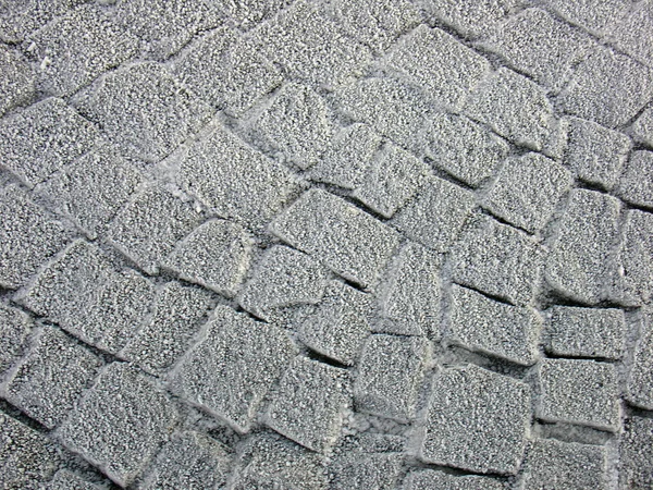 Steinpflaster mit Frost bedeckt — Stockfoto