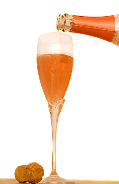 Rózsa pezsgő pohár — Stock Fotó