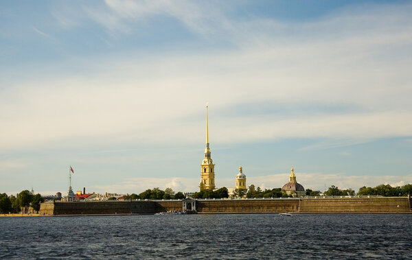 View of Peter and Paul Fortress across the Neva, Saint-Petersburg, Russia
