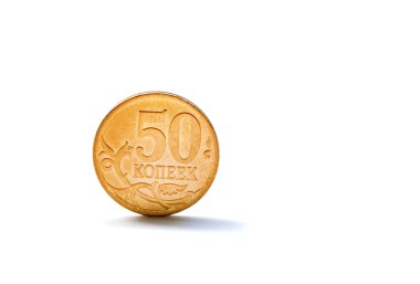 Single fifty Russian kopeks coin clipart