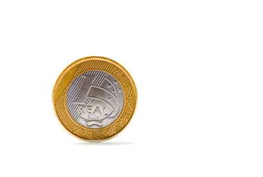 Single one Brazilian real coin clipart