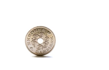 Single two Danish krones coin clipart