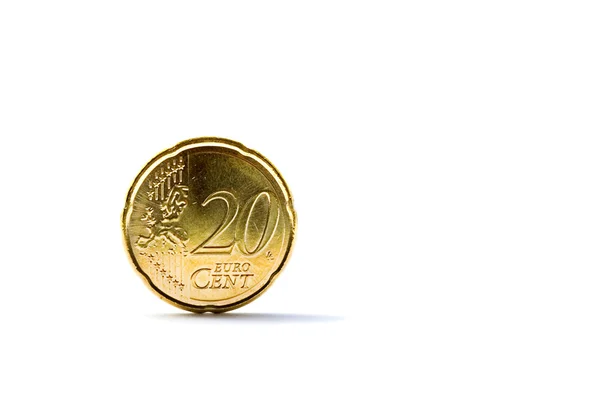Moneda de 20 céntimos de euro aislada — Foto de Stock