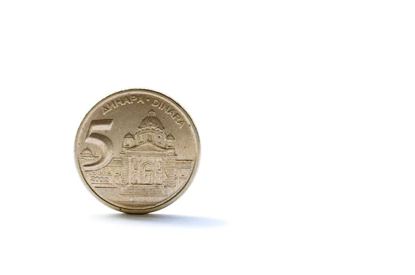 Tek beş Sırp dinara sikke — Stok fotoğraf