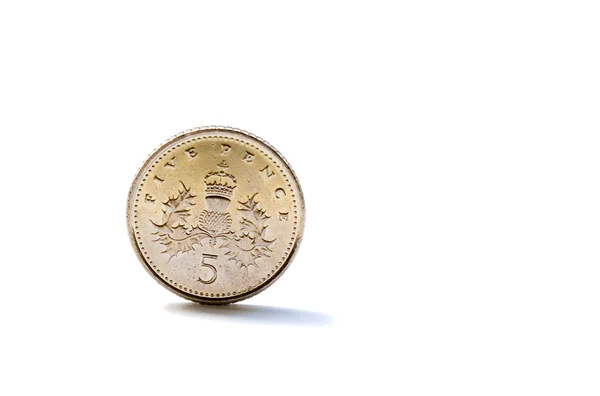 Одномісний п'ять британський пенсів монети — стокове фото