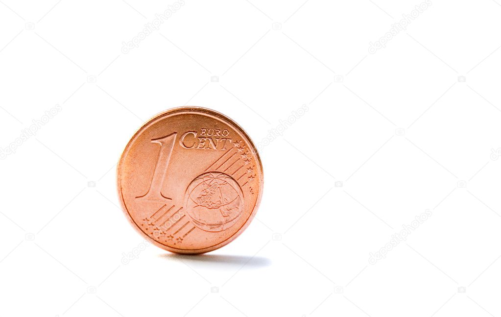 Single one euro cent coin