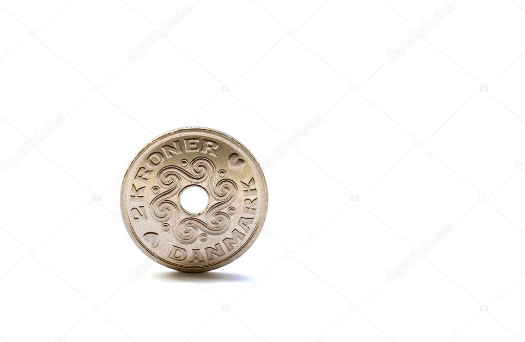 Single two Danish krones coin
