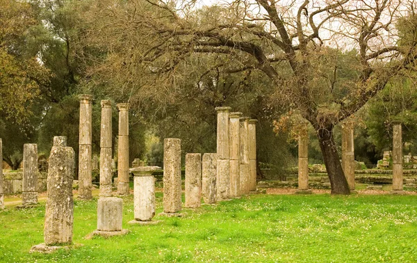 Αρχαίες κολώνες στην αρχαία Ολυμπία — Φωτογραφία Αρχείου