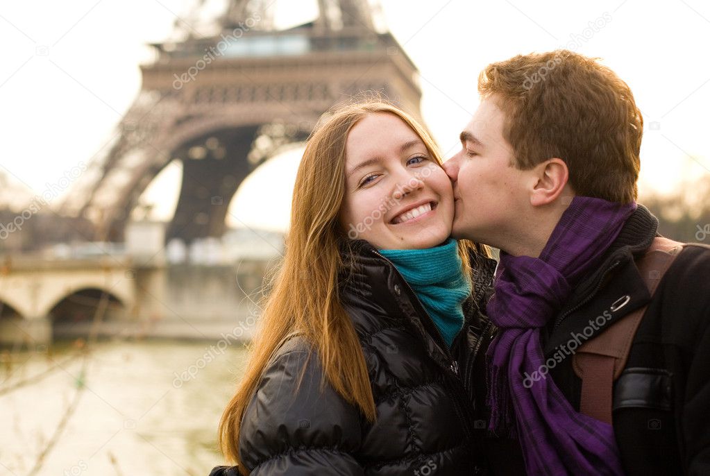 Happy loving couple in Paris