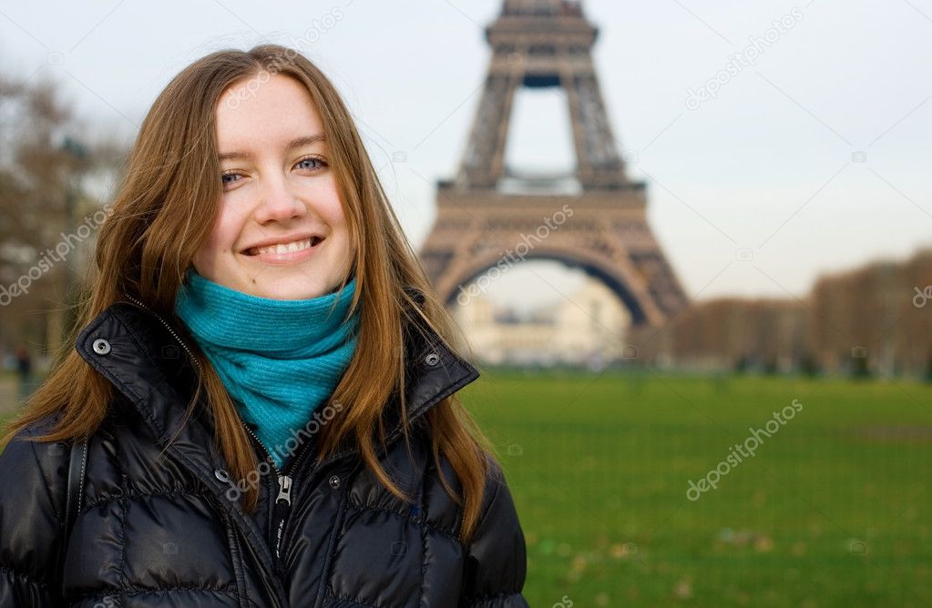 Beautiful smiling girl in Paris