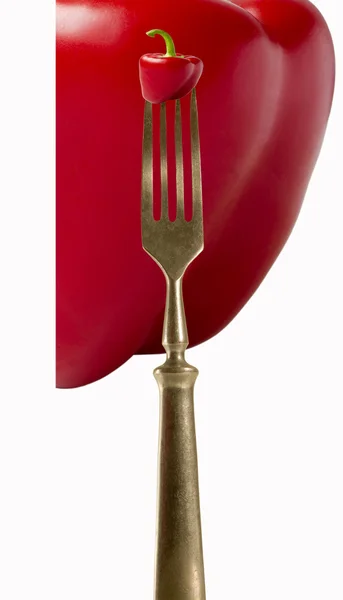 Chilipepers en vork. — Stockfoto