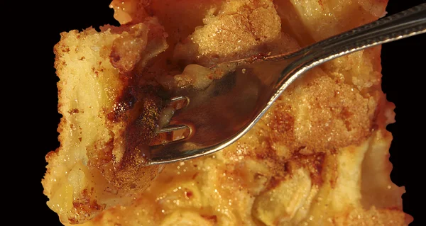 stock image Apple cake with fork .