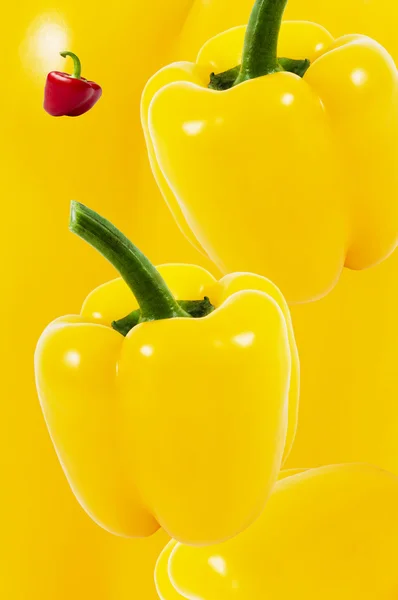 Pimentos amarelos e pimenta vermelha . — Fotografia de Stock