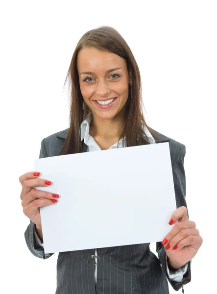Business woman keeps sheet — Stock Photo, Image