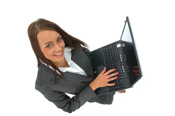 Γυναίκα των επιχειρήσεων και του lap-top — Φωτογραφία Αρχείου