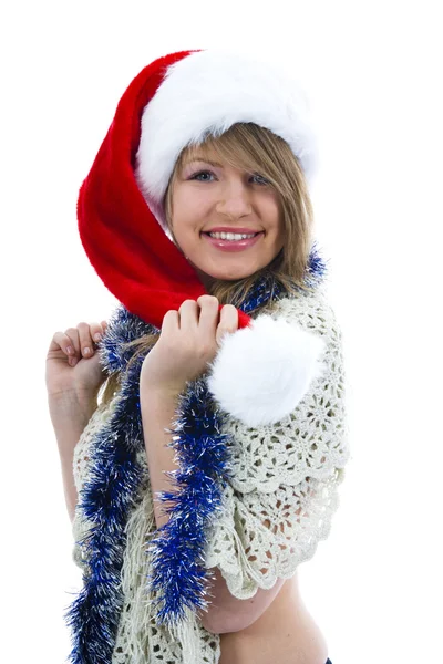 Beautiful young woman in mantle — Stock Photo, Image