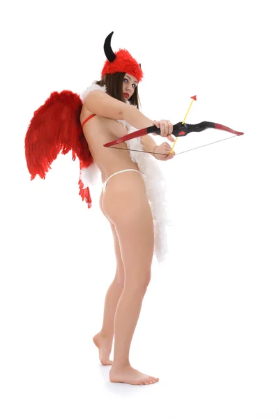 Сексуальный дьявол Купедон с луком — стоковое фото