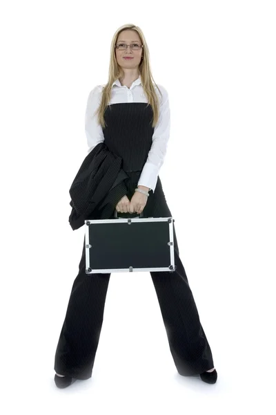 Beleza loira com valise — Fotografia de Stock
