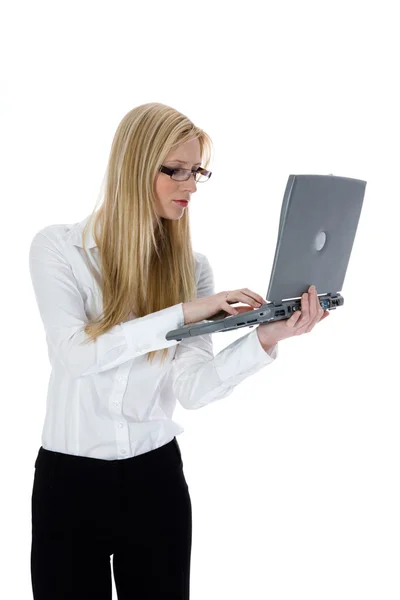 Biznes kobieta i laptopa — Zdjęcie stockowe