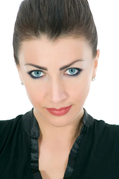 Porträtt av brunett med blått öga — Stockfoto