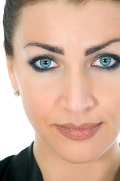 Portret brunetka z niebieski oko — Zdjęcie stockowe