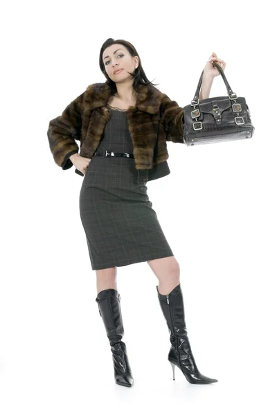 Fiatal nő bőrönddel — Stock Fotó