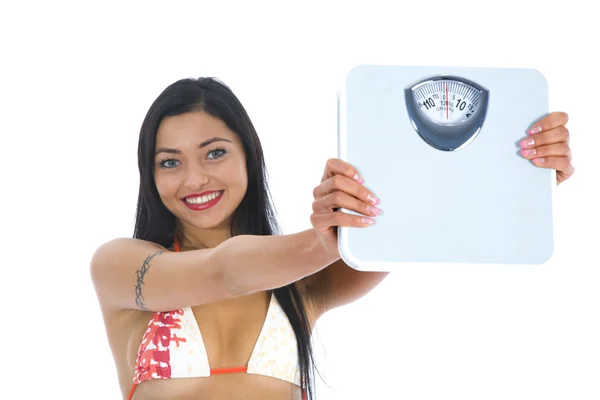 どのように多くの表示女性重量彼女は lo — ストック写真