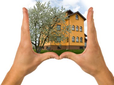 Hands and house clipart