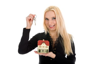 Business woman advertises real estate clipart