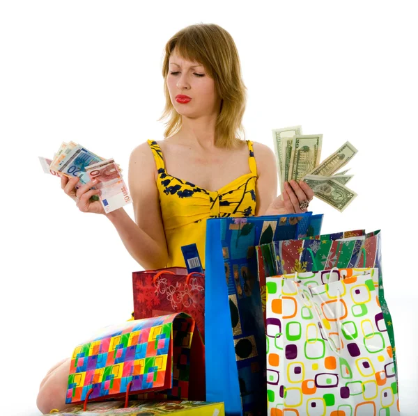 Uttrycksfulla kvinna shopping — Stockfoto