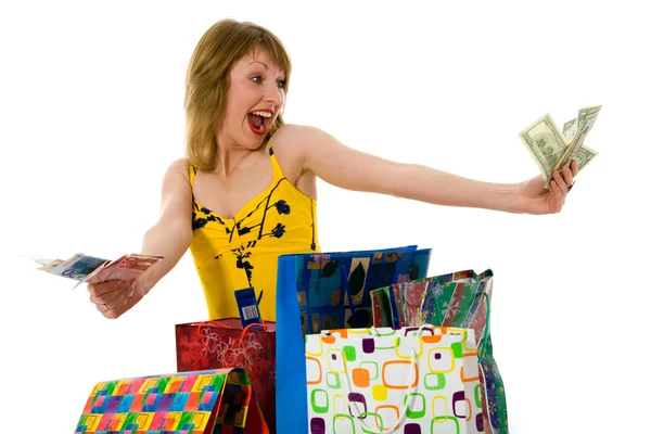 Mujer expresiva de compras —  Fotos de Stock
