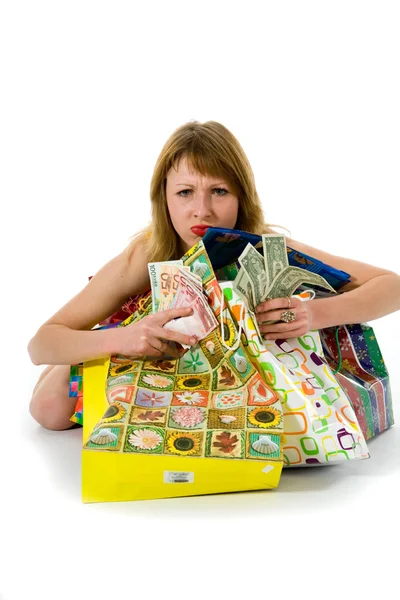 Kifejező nő vásárlás — Stock Fotó