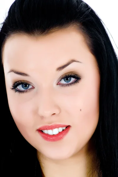 Portret van de brunette met blue eye — Stockfoto
