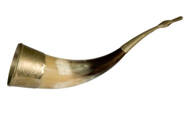 Drinking horn with brass accents clipart