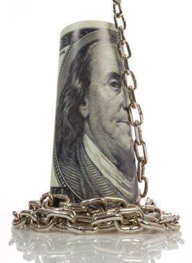 Chain on big dollar background clipart