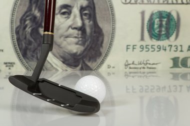 Golf on big dollar background clipart