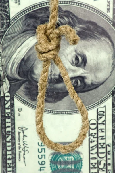 Rope loop on big dollar background — Stock Photo, Image