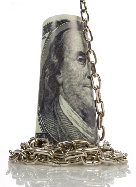 Chain on big dollar background — Stock Photo, Image