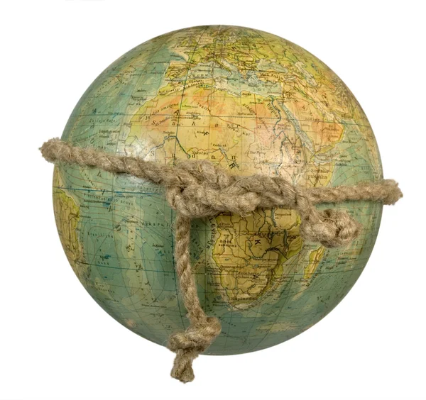 Wereldbol met touw — Stockfoto