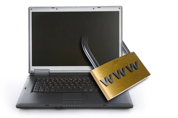 Laptop bloqueado com cadeado — Fotografia de Stock