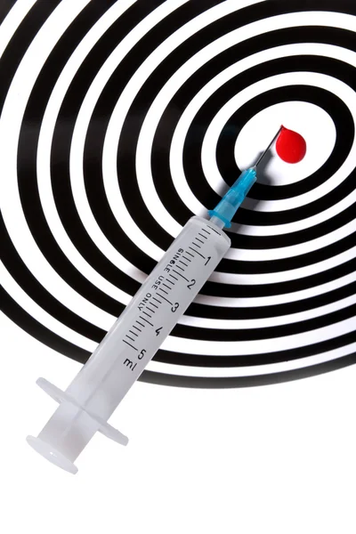 Syringe in a Dartboard — Stock Photo, Image